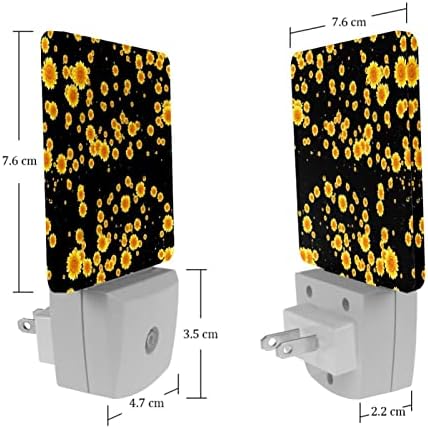 Rodailycay Gunflower leve à noite, 2 pacotes de luzes noturnas se conectam na parede, luz noturna de LED branco quente para