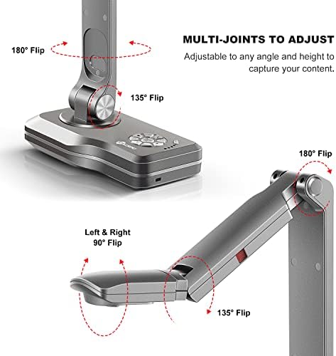 JoyUsing V500W WiFi/USB/VGA/HDMI Four Mode 8MP Câmera de documento sem fio com bateria de 7200mAh para professores, Mac, Windows,