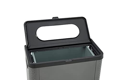 Rubbermaid Comercial Products 23g lixo Slim Jim lata Com a tampa de metal de recipiente elevada, lixo decorativo de aço inoxidável de 3 lados, 23 galões, cinza escuro