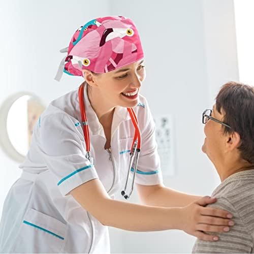 Flamingos Working Hat Capt Ajuste Tampa com botões e cabelos arqueados para enfermeira e médico