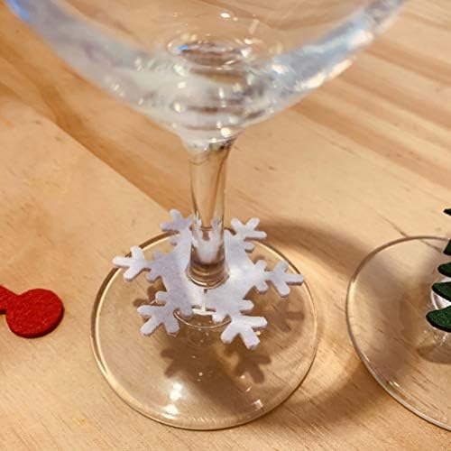 Veemoon 9pcs Christmas Wine Glass Drinking Cup Identifier não tecido Fabola de neve Marcadores de veados para festas em casa- estilo