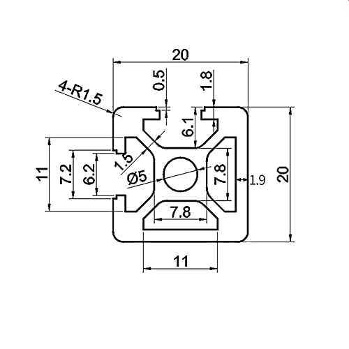 Coavoo 4 pacote 2020 t slot preto extrusão de alumínio 2 tampas de 100,39 polegadas / 2550 mm de comprimento, alumínio extrudado 20