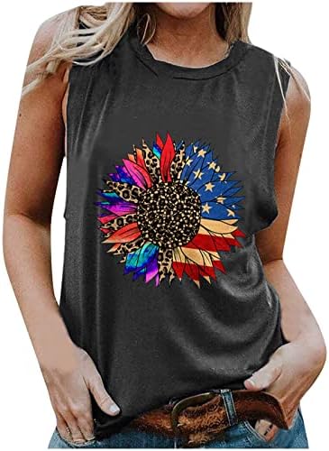 4 de julho Tee patriótico para feminino Leopard American Star Tank Tops Tops fofos Tees gráficos Independence Day Tshirt Presente