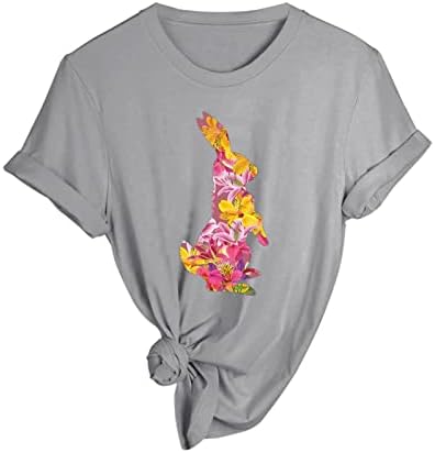 Camas de manga G feminino feminino primavera Summer Rabbit impresso Manga curta o pescoço camiseta feminina camiseta curta