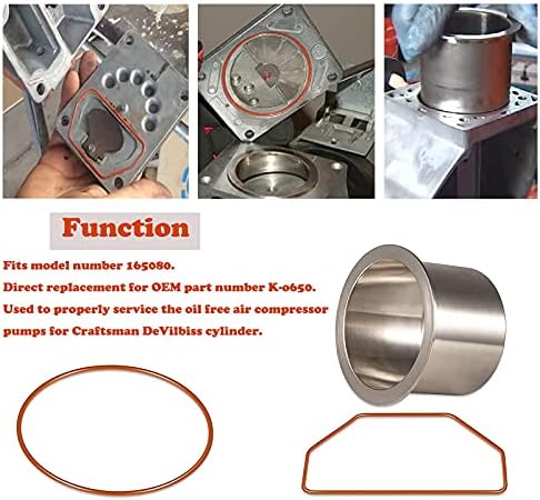 CASTNOO K-0650 Compressor de ar Manga de cilindro e kit de substituição de anel de compressão perfeitamente adequado para