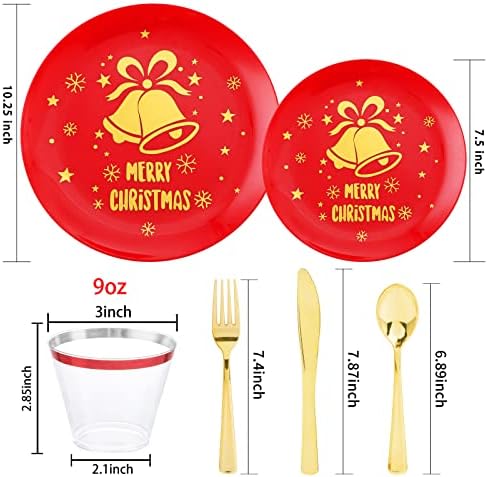 Kire 150pcs Placas de plástico de Natal -25 Placas de Natal de convidado - placas de plástico branco com pratos de plástico