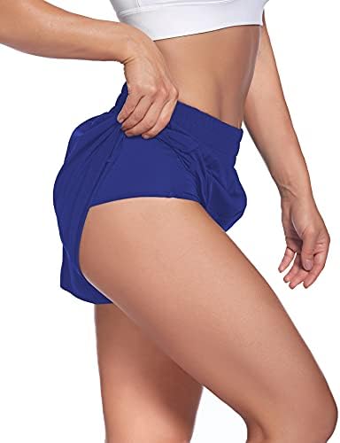 Lalala Womens Workout Shorts com shorts atléticos de bolso zípe