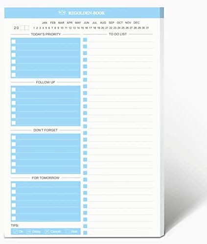 Regolden -Book to Fat List Notepad - Planejador diário ONDEPAD UNSTATO, Lista de verificação Organizador de produtividade para o trabalho,