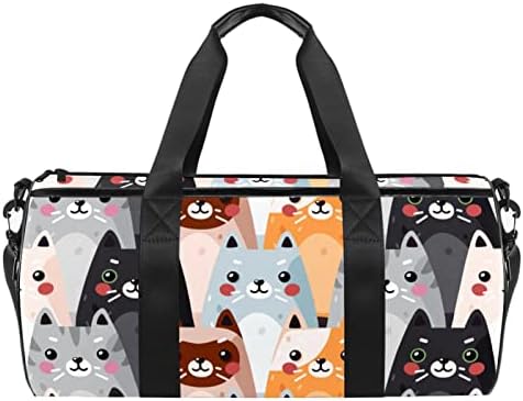 Mamacool colorido conjunto de gatos Duffel Bolsa de transporte de bolsa de transmissão para ginástica para o Weekender de ginástica