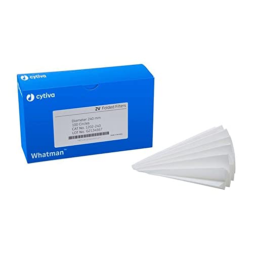 Whatman 1202-150 papel de filtro dobrado quantitativo, 8 mícrons, grau 2V, 150 mm de diâmetro
