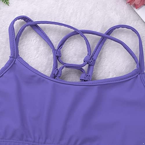 Runhomal Kids Girls Cirss Cross Back Athletic Sports Bras Gymnastics Dance Workout Crop Top Tanks