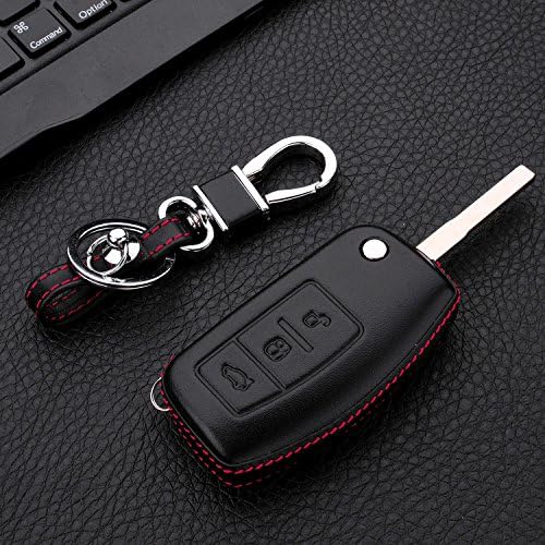 M.Jvisun Men Mulheres Mulheres Genuínas Chave de Couro FOB Tampa para Ford EcoSport Focio Fiesta S -Max Flip Car Key, Caso