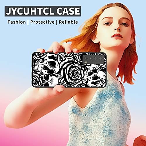 Jycuhtcl para capa de telefone da caneta TCL 6.81 , Skull Rose Black Design, Slim leve à prova de choque para TCL STYLUS