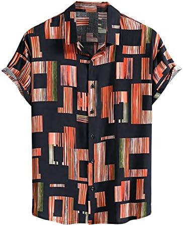 Camisa impressa geométrica de Lars Amadeus para as mangas curtas de verão masculinas Camisas havaianas