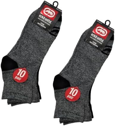 10 pares de meias esportivas básicas e secas básicas do Ecko Men Quarter High 10-13