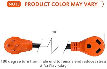 MicUning 18 polegadas 50a macho para 30a Feminino Adaptador elétrico de cães pesados ​​com alça, 125V 3750W