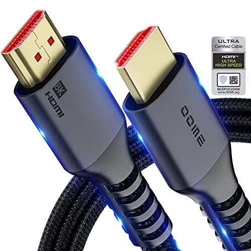 Cabos HDMI 6,6 pés/2m, Nylon trançado de 48 Gbps de alta velocidade de 48 GBs, cabo 2,1, 8k@60Hz/4K@120Hz, TX 3090