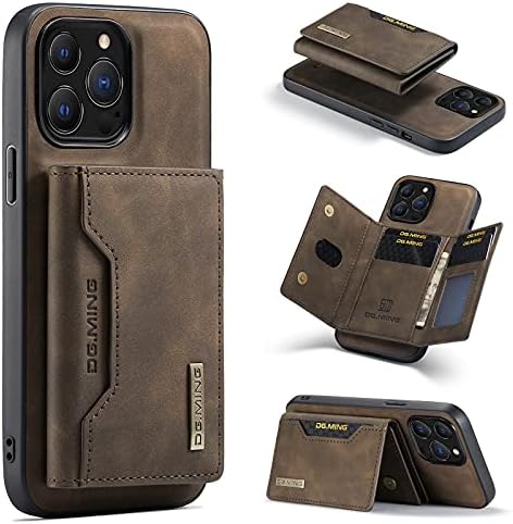 Szhaiyu 2 em 1 capa traseira destacável Compatível com o iPhone 13 Pro Max Wallet Case com suporte de couro de bolso