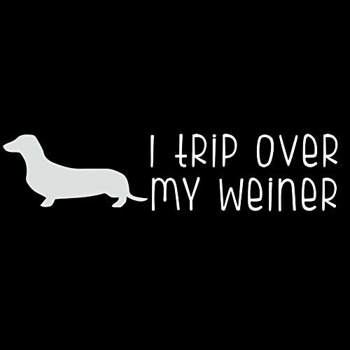 Engraçado eu tropeço no meu cão weiner dachshund vinil adesivo decalque