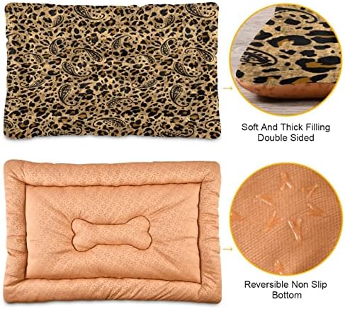 Kigai Leopard Paisley Pet tapete não deslizamento Lavagem de cachorro lavável Beds de gato tapetes macios confortáveis ​​para um