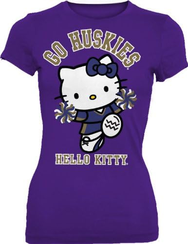 NCAA Washington Huskies Hello Kitty Pom Pom Junior Crew camiseta