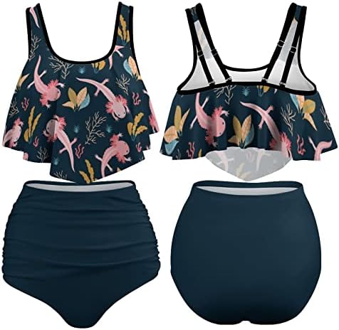 Baikutouan Axolotl Sea Weed Women Feminino Tankini Swimsuits Terno de biquíni com superior e inferior