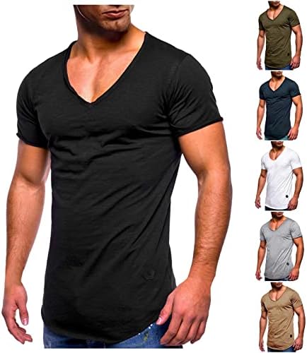 Men's Solid o Neck Yoga Performance T-shirts Camisetas de manga curta Blusa de fitness de academia de ginástica por leegor