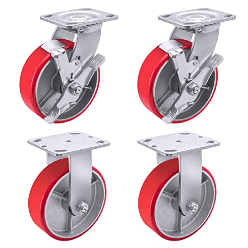 NINOSO 5 x 2 rodas de serviço pesado, rodas de rodas de rodas industriais de poliuretano roda com forte capacidade de