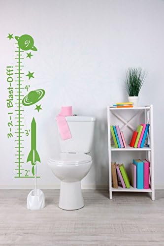 BLAST OFF ROCOT GRAPA DE CRESSO DE VINIL Decals de vinil Decoração de parede de meninos 10,5x39 polegadas verde de limão