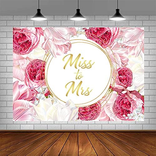 ABLIN 7x5ft Miss to Mrs Backdrop for Bridal Shower Rosa Decorações de Flores de Rosa Vermelha Noiva para ser engajamento