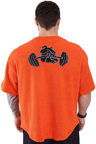 T-shirt de tamanho grande masculino, fisiculturismo, levantamento de cardio top top grosso de tecido texturizado de camiseta