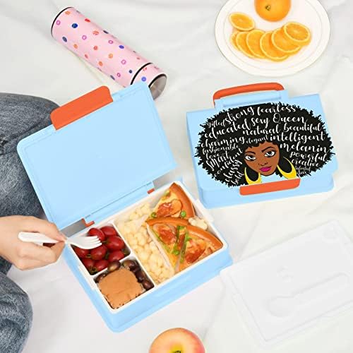 ALAZA Afro Girl Afro-American Bento Lancheira BPA Recipientes de almoço à prova de vazamentos com bóia e colher, 1 peça