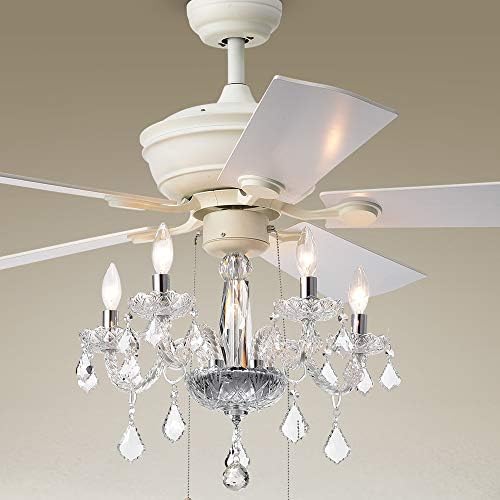 Armazém da Tiffany HACFL-8213WH Havorand II Crystal 5-Blade de 52 polegadas de 52 polegadas ventilador de teto de