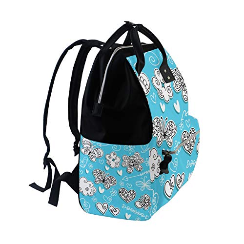 Mochila de mochila de mamãe para bebês para cuidados com o bebê, com as borboletas desenhadas à mão elegante e à prova d'água