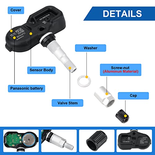 Sensor Tuhaowa TPMS 42753-SWA-316 Sensor do sistema de monitoramento de pressão dos pneus pré-programado para 08-12 Honda