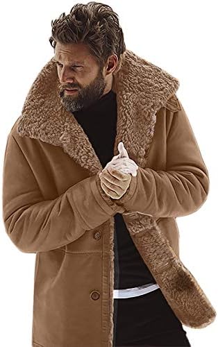 Jackets Uofoco para Homens de Inverno Ovelha de Lã quente Mountain Faux Lamb Casat