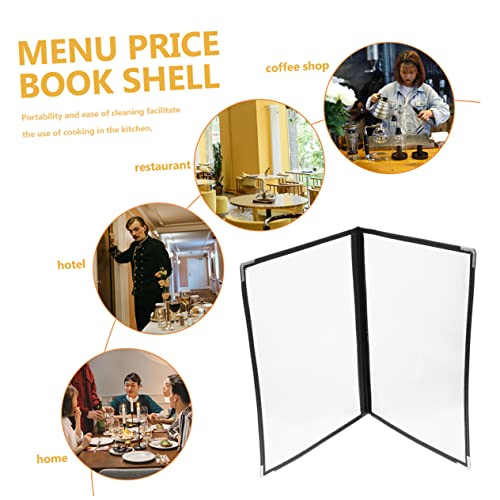 Bestonzon 4 PCs Receita Receita Receita de Binders Restaurante Louseleaf Pasta Restaurante Livro Menu Binder Black A4 Manual Fina