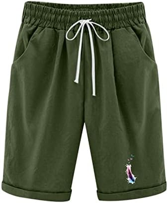 Shorts de linho de algodão feminino Presos de penhas shorts de cordão