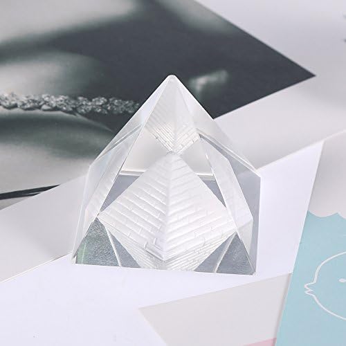 Bewinner Crystal Pyramid, K5 White Clear Crystal Pyramid, Quartz Stone Home Decoration + Requintado de Paperweight, Boa sorte Símbolo