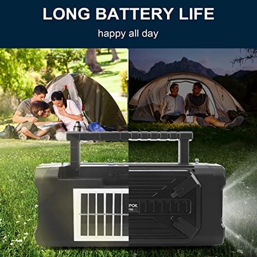 Alto -falante solar portátil Bluetooth com lanterna de emergência ao ar livre, função de rádio FM, alto -falante de alto