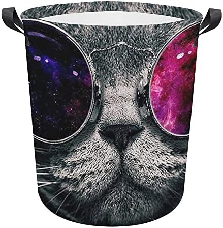 Óculos de sol de gatos cesta de pano oxford com alças cestas de armazenamento para organizador de brinquedos cravar cesto cesto