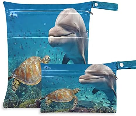 Tartaruga oceânica golfina 2pcs bolsa seca úmida para traje de banho de peixe de peixe marinho de pano de bebê fralda