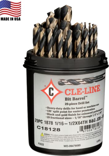 Cle -Line C18128 BIT BULL IMYCILE 1878 Conjunto de brocas de comprimento de trabalho de aço de alta velocidade, acabamento preto