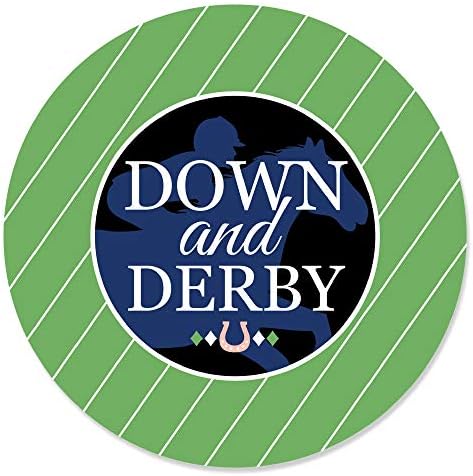 Big Dot of Happiness Kentucky Horse Derby - Etiquetas de adesivos de círculo de festas de corrida de cavalos - 24 contagem