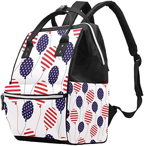 4 de julho Dia da Independência American Flag Balloon Backpack Backpack com sacos de troca de meninas meninas Menming mamãe