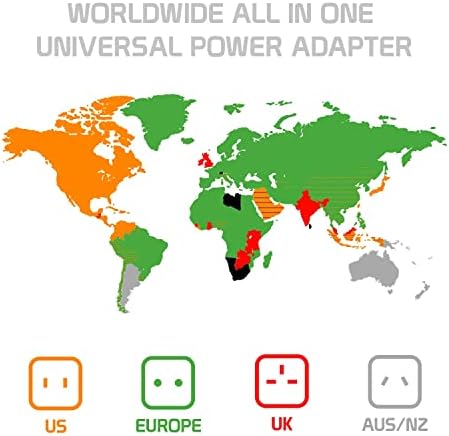 Viagem USB Plus International Power Adapter Compatível com o Lenovo Vibe P1M para poder mundial para 3 dispositivos USB TypeC,