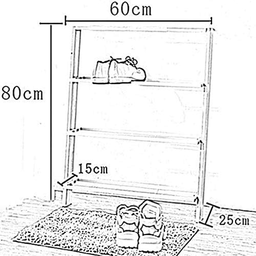 Rack de sapato Dingzz, minimalista de 4 camadas de ferro forjado de madeira maciça de madeira maciça, rack de armazenamento