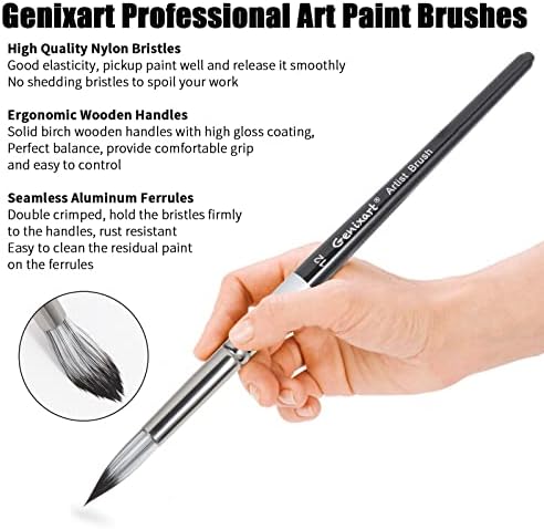 Conjunto de pincéis de ponta pontiagudos redondos, 6 PCs Artistbrushes para pintura aquarela de óleo de acrílico Pintura de