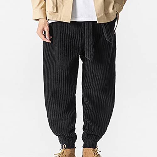 Calça de moletom masculina de inverno de inverno, calças soltas com calças casuais de cinto