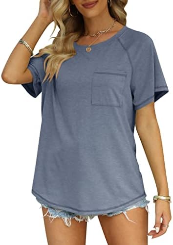 Mirol Women's Short Slave Tunic Top redonda de pescoço de ponto sólido camisa de verão de grandes dimensões Blusa casual